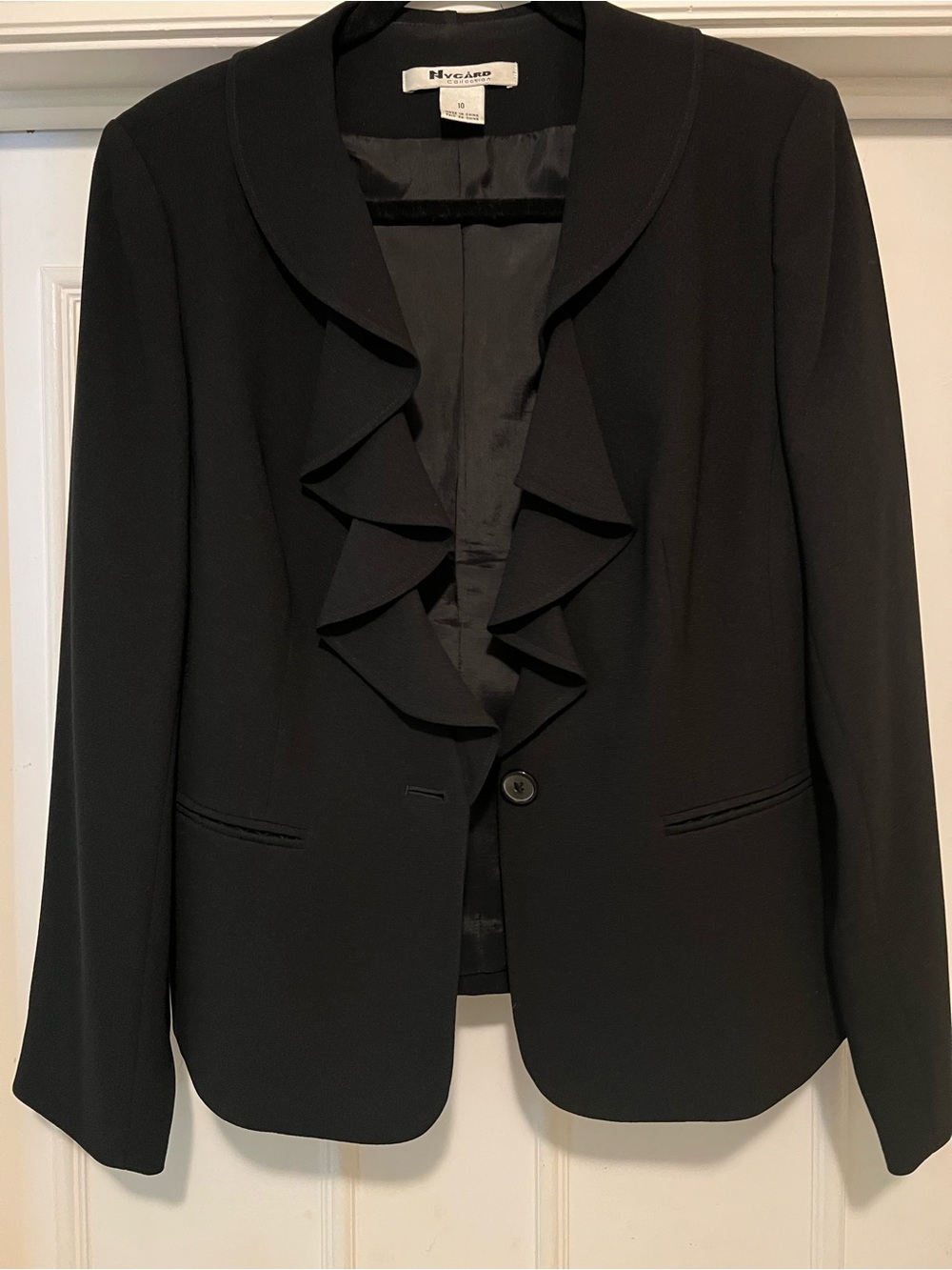 Black Ruffle Trim Blazer - Nygard Size 10